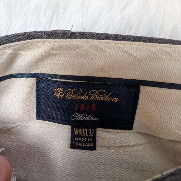 Brooks Brothers 1818 Madison Men’s Dress Pants W40 L32 Gray Wool Blend - Picture 3 of 12